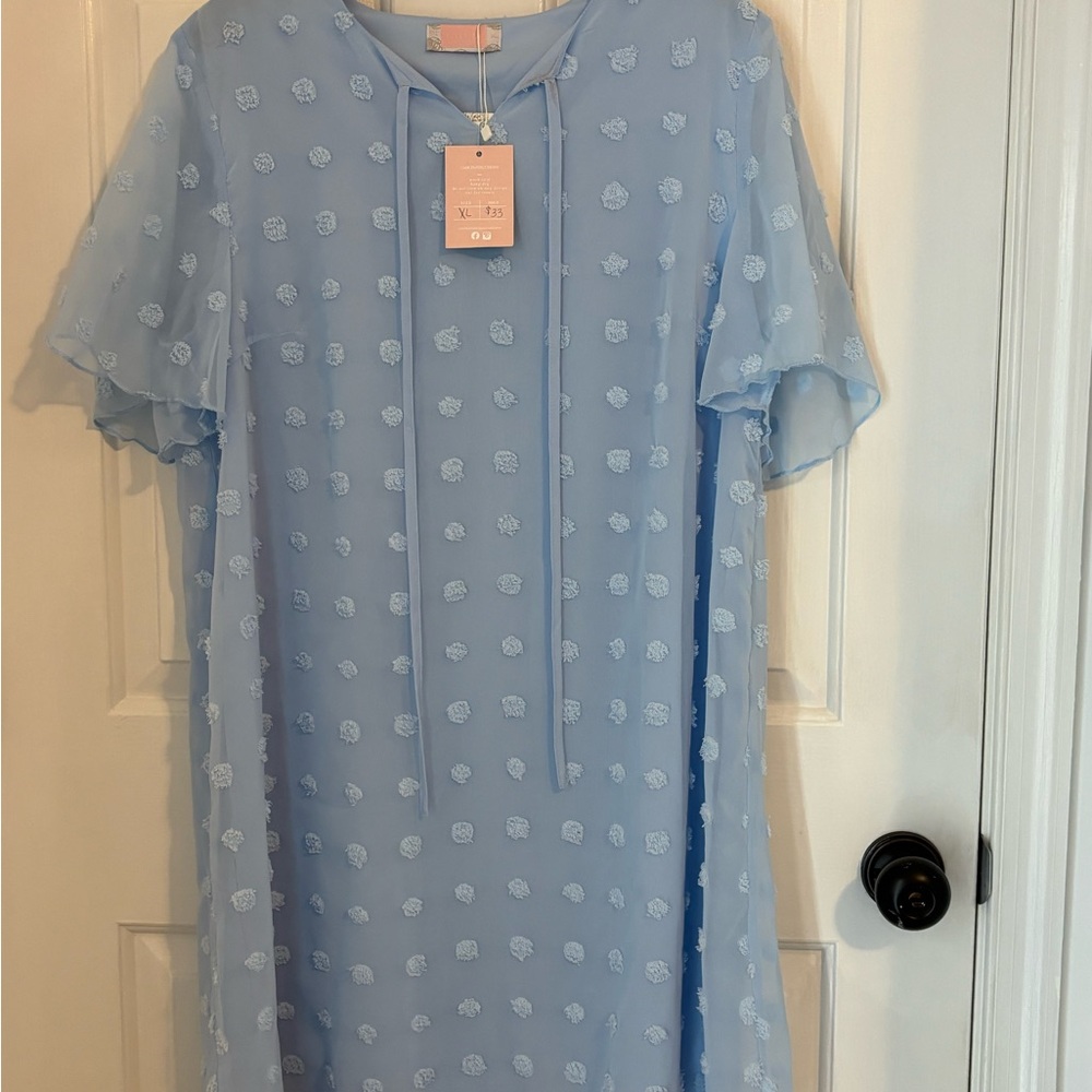 brand new with tags light blue dress with dots